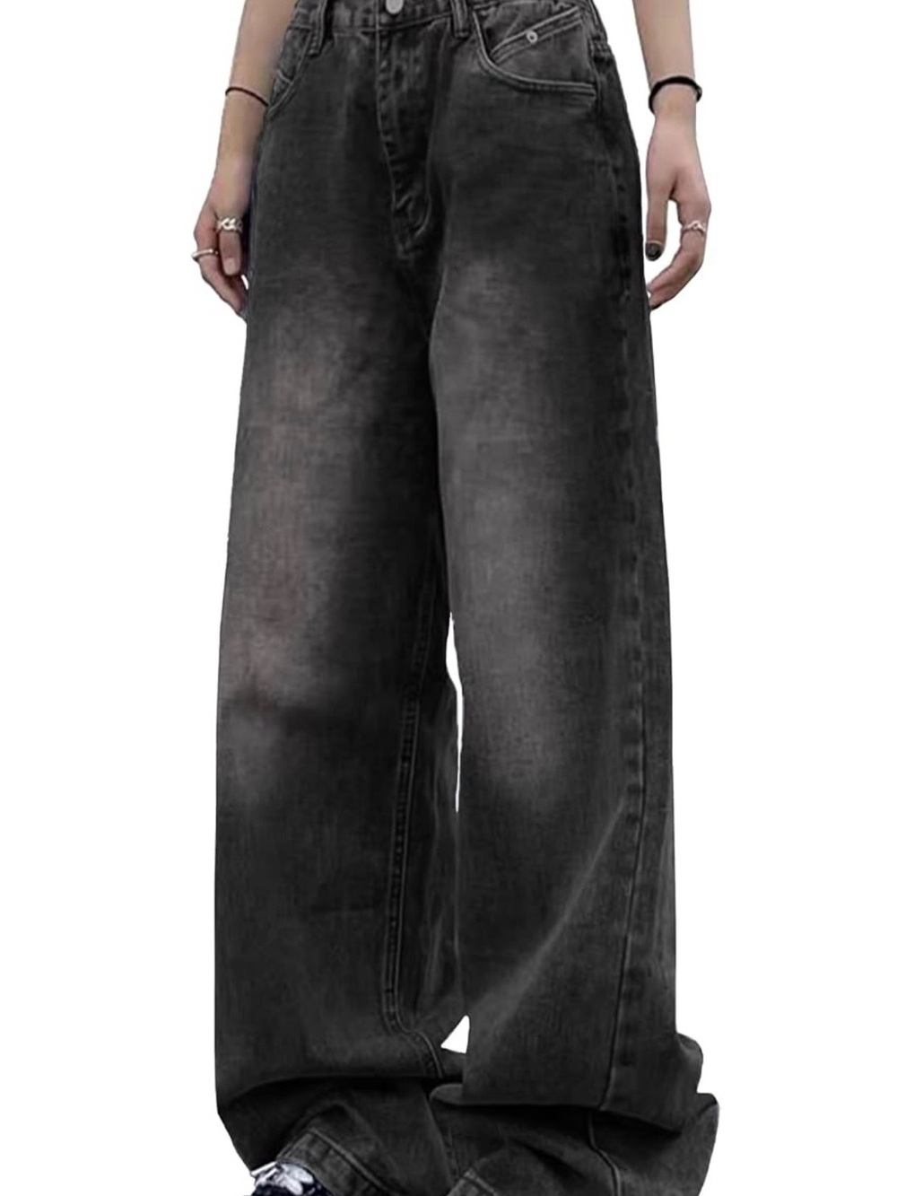 Women’s Wide Leg Black Jeans — Stretchy Premium Denim